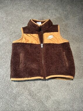 Nike Brown and Tan Sherpa Fleece Vest